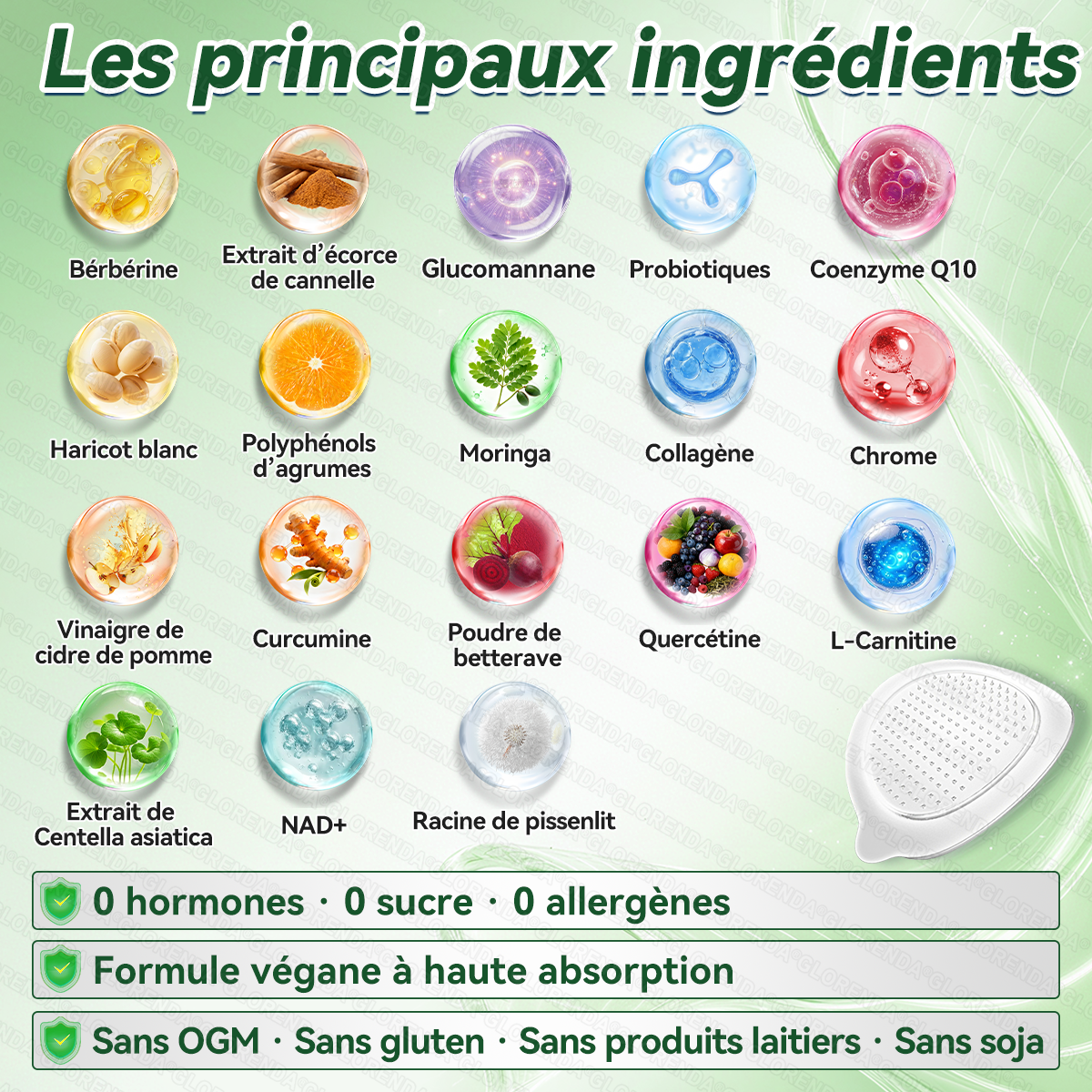 Boutique officielle 🍁🍁𝐆𝐋𝐎𝐑𝐄𝐍𝐃𝐀® Moringa · Berbérine + NAD+ – Patch Microneedle Nano Avancé 10-en-1 (1×/jour, résultats visibles en 7 jours) | Obésité, relâchement cutané, apnée du sommeil, articulations, etc.-LYJ