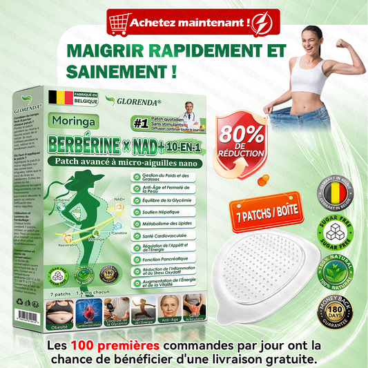 Boutique officielle 🐼🐼𝐆𝐋𝐎𝐑𝐄𝐍𝐃𝐀® Moringa · Berbérine + NAD+ – Patch Microneedle Nano Avancé 10-en-1 (1×/jour, résultats visibles en 7 jours) | Obésité, relâchement cutané, apnée du sommeil, articulations, etc.-INT